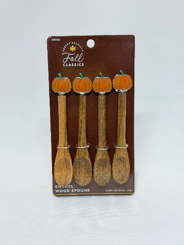 Set de 4 Cucharitas de Madera con Calabaza